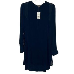 Vince Women’s Size 2 Blue Silk Long Sleeve Shirt Dress V Neck